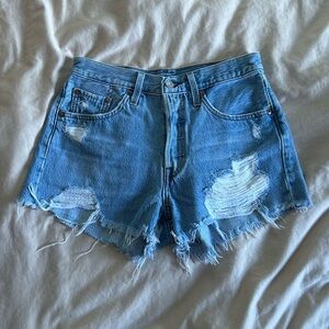 Levi’s 501 Distressed Blue Denim Shorts